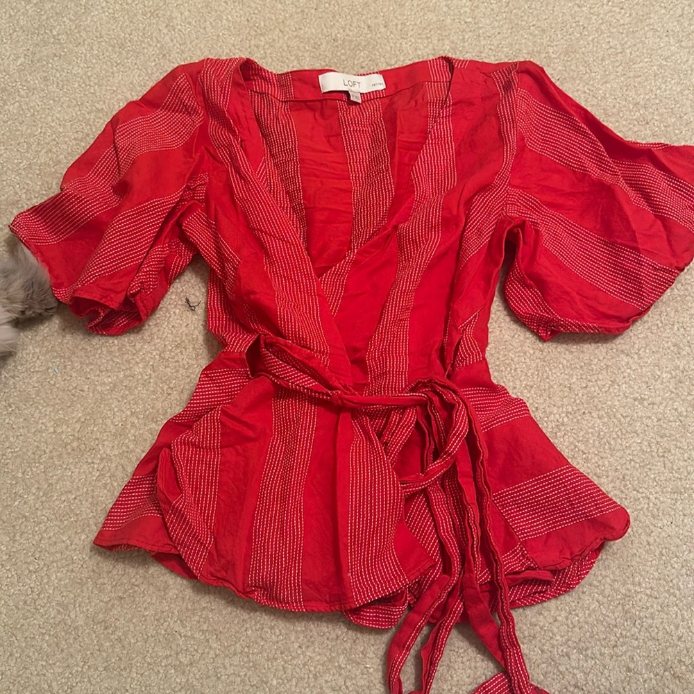 Red & White Loft Wrap Top
